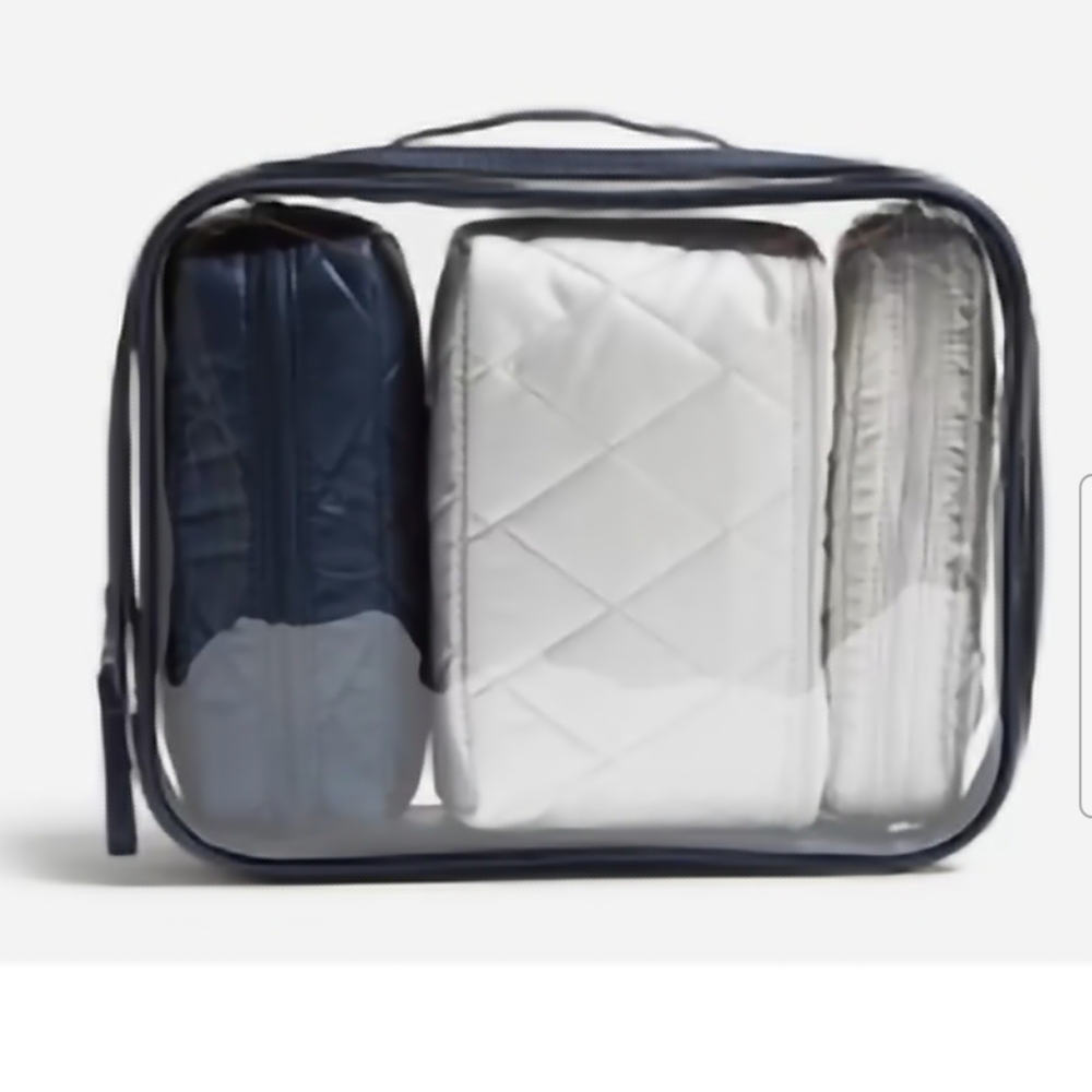 Vera Bradley Navy and White Cosmetic Bag Set